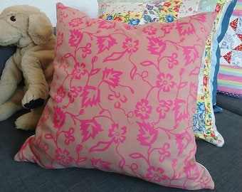 Batik Pillow Cover, Federa, Java Indonesia, Timbro a mano Batik, Copricuscino Beige Rosa, Interni per interni, Accessori per interni Decor