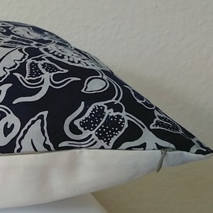 Batik Pillow Cover, Pillow Case, Java Indonesia, Batik hand stamp, Dark Blue leaves Pillow Cover, Home Interior, Indoor Accessories Decor image 4