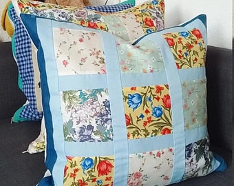 Federa patchwork, Copricuscino patchwork, Arredamento della casa, Copricuscino floreale, Cotone giapponese, 45x45 cm
