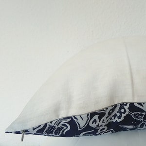 Batik Pillow Cover, Pillow Case, Java Indonesia, Batik hand stamp, Dark Blue leaves Pillow Cover, Home Interior, Indoor Accessories Decor image 5