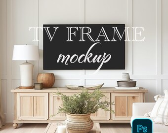 TV Rahmen Mockup, Samsung TV Rahmen Mockup, Rahmen Mockup im Innenraum, 16x9 , Poster Mockup, PSD