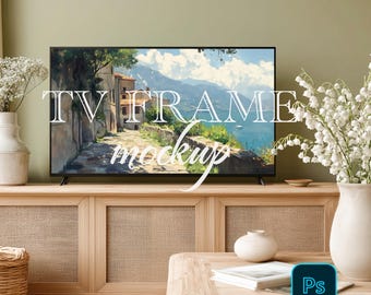 TV Frame mockup, Frame mockup in interior, Mock, Poster Mockup,  TV frame mockup, PSD