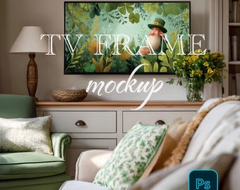 TV Frame mockup, Frame mockup in interior, Mock, Poster Mockup,  TV frame mockup, PSD