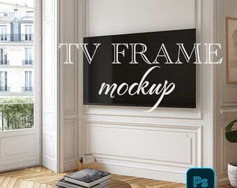 TV Rahmen Mockup, Samsung TV Rahmen Mockup, Rahmen Mockup im Innenraum, Mock, Poster Mockup, PSD