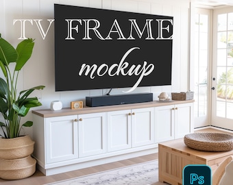 TV frame mockup, Samsung TV Frame mockup, Frame mockup in interior, Mock, Poster Mockup, PSD