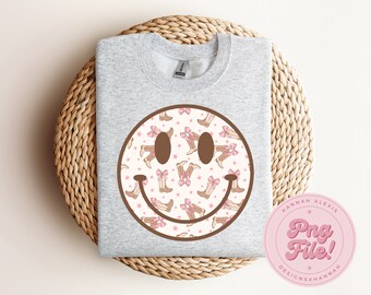 Set Of 2 Preppy Cowgirl Smileys, Trendy Western Smiley