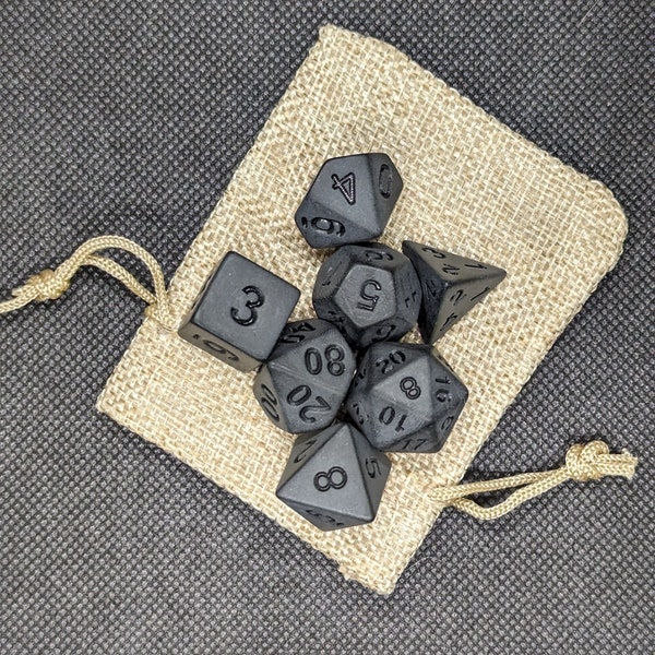 Midnight Darkness Matte Black Limited edition D&D Dice | 7 Polyhedral Dice for Dungeons and Dragons or other board games