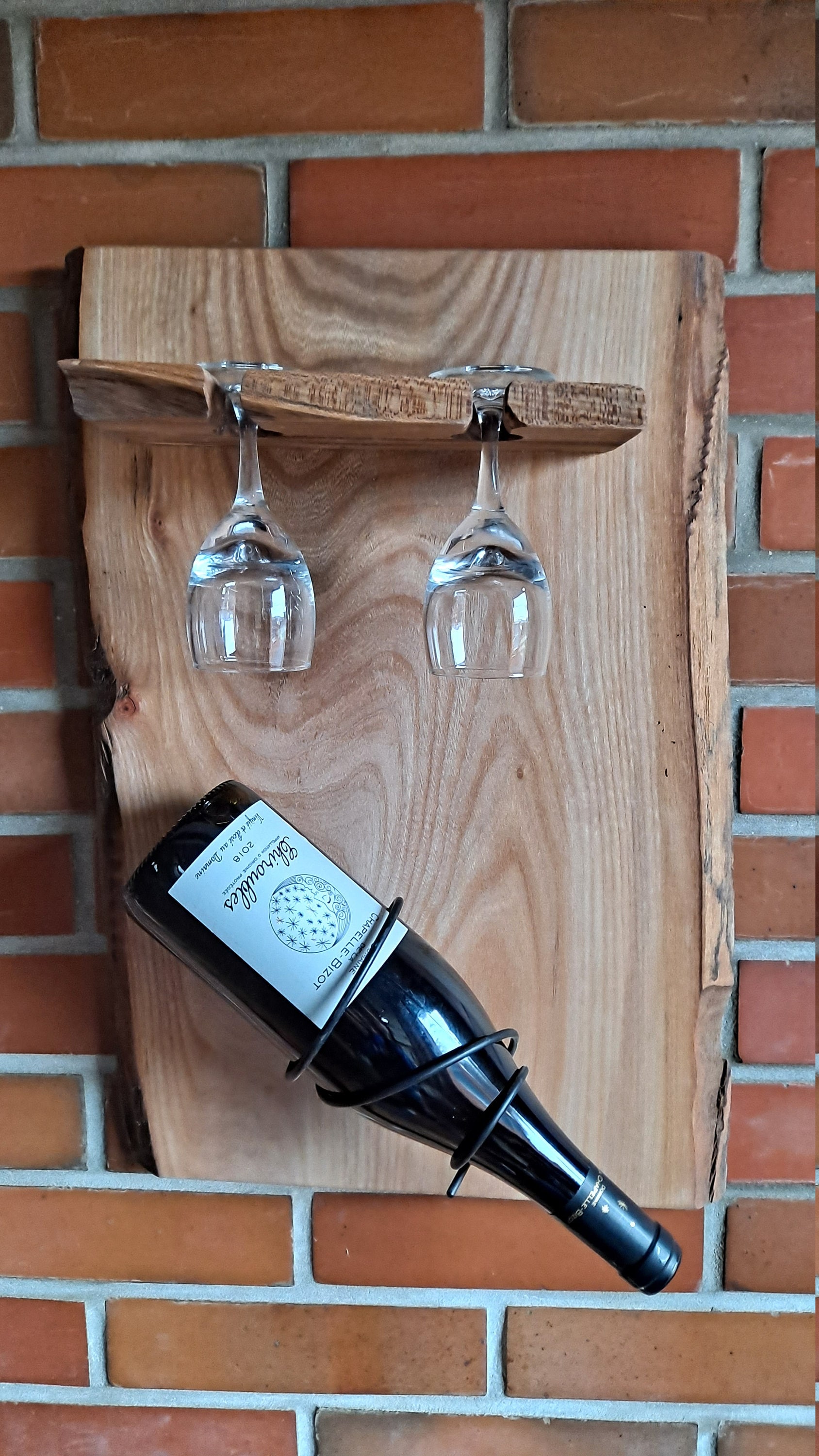 Wine bottle holder. wall bottle holder. Wall glass support. Etsy