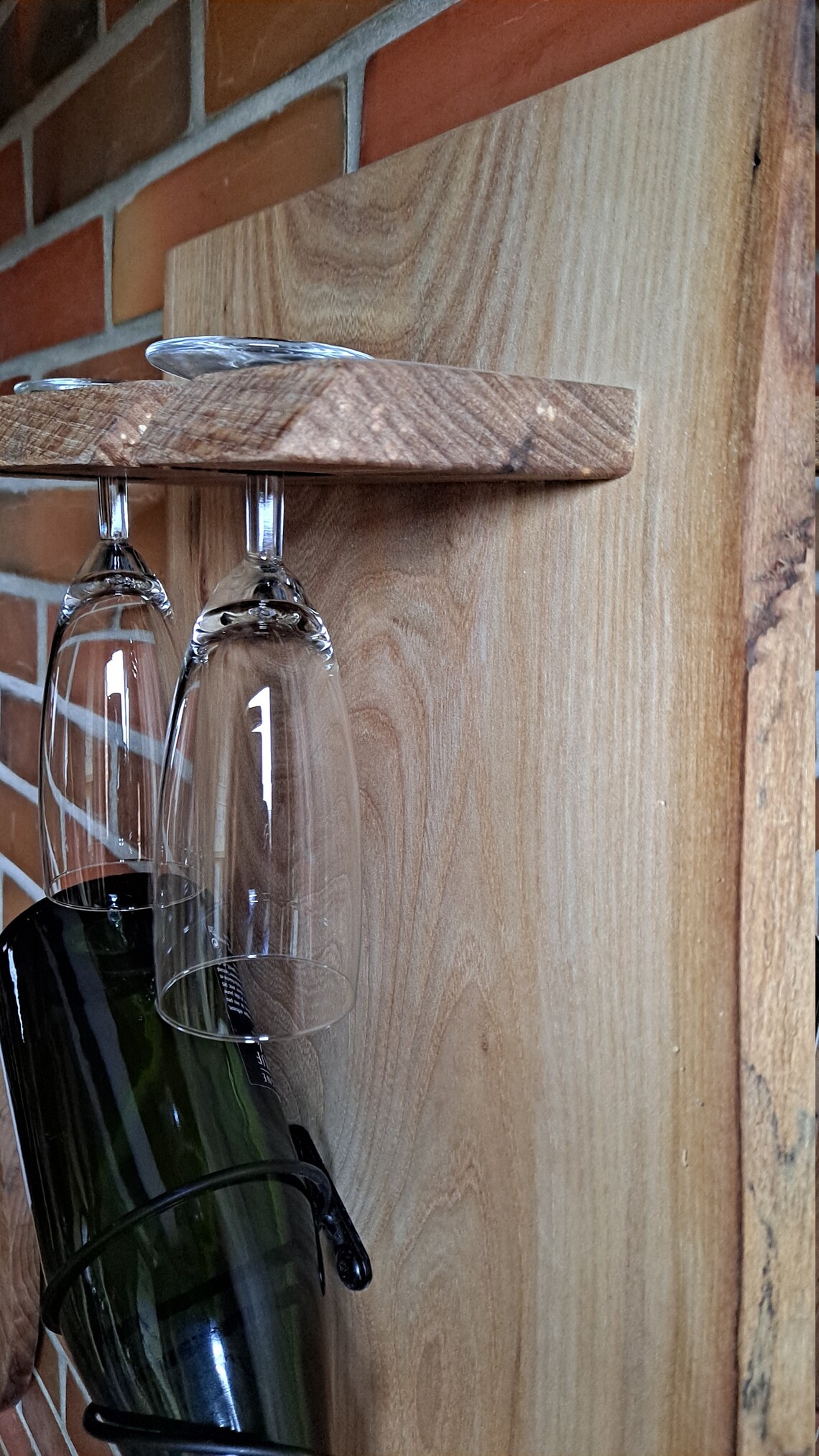 Wine bottle holder. wall bottle holder. Wall glass support. Etsy