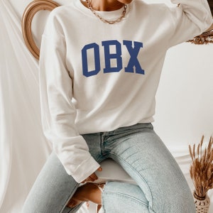 Unisex OBX Outer Banks NC Collegiate Crewneck Sweatshirt