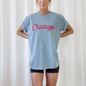 Unisex Chicago Illinois Script Comfort Colors T-Shirt