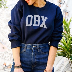 Unisex OBX Outer Banks NC Collegiate Crewneck Sweatshirt