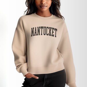 Sand Nantucket Massachusetts Classic Crewneck Sweatshirt | New England Local Apparel & Gifts