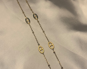 Gold navy necklace in stainless steel