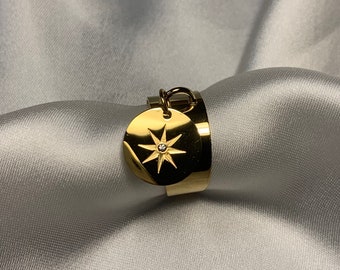 STAR gold adjustable stainless steel ring
