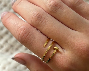 CLOUS adjustable gold stainless steel ring