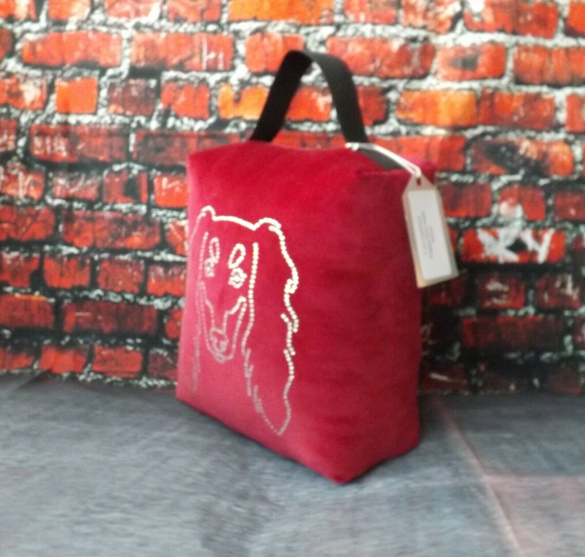 Doggie Doorstops SALUKI red Doorstop With Dog Crystal Motif Filled