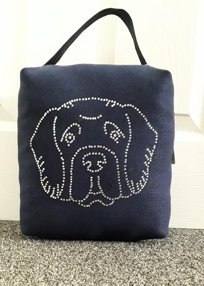 Doggie Doorstops NEWFOUNDLAND navy Doorstop With Dog Crystal Etsy