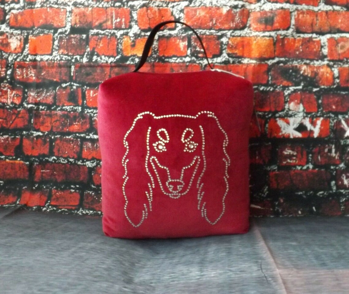 Doggie Doorstops SALUKI red Doorstop With Dog Crystal Motif Filled