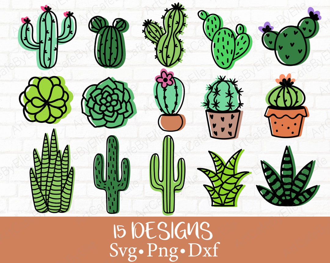 Cactus Bundle Svg Png Dxf, Succulent Svg Cutfiles - Etsy