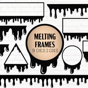 Melting Svg, Dripping borders svg bundle Dripping Chocolate cut files Dripping borders png Paint drip svg Cricut Silhouette