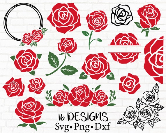 Rose Bundle Svg, Flower Svg, Rose Silhouette Svg, Rose Svg Png Dxf