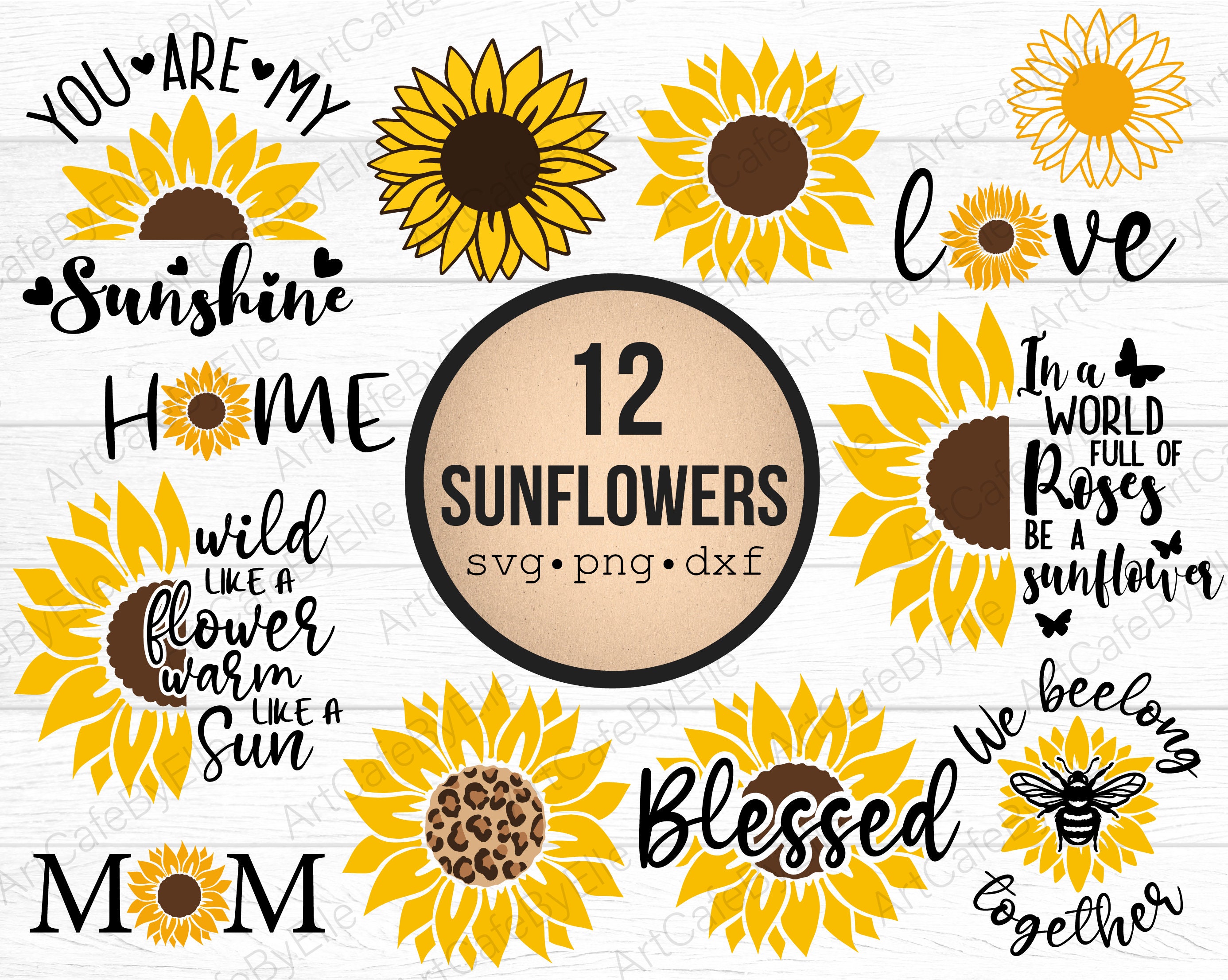 Sunflower Bundle Svg Png Dxf In The World Full of Roses Be A | Etsy
