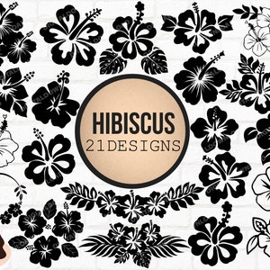 Hibiscus Bundle Svg,  Flower and Leaves  Svg Png Eps Dxf