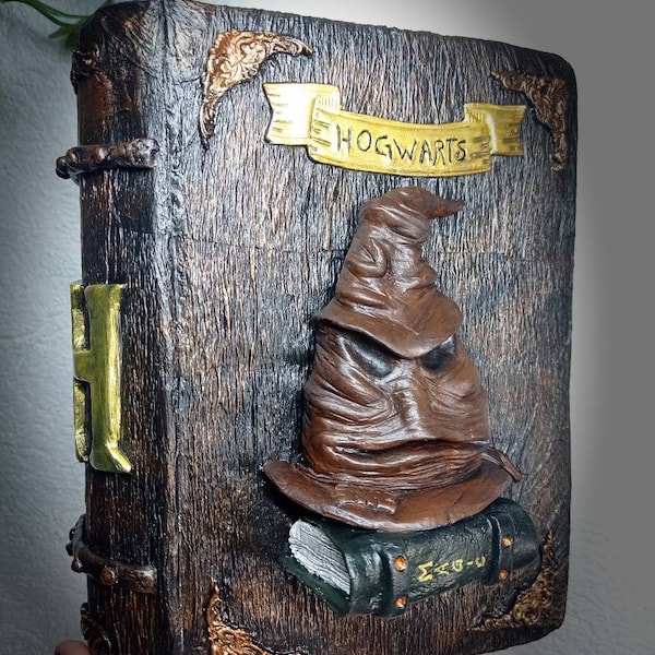 Boîte livre grimoire inspiration Harry Potter Choixpeau magique / fait main