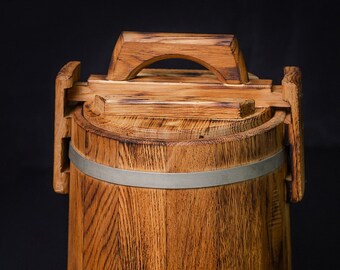 Retro Oak Barrel with Lid / Antique Pickle Oak Barrel / Wooden Vat for Pickles /Wood Container for Sauerkraut /fermentation crock/ vintage