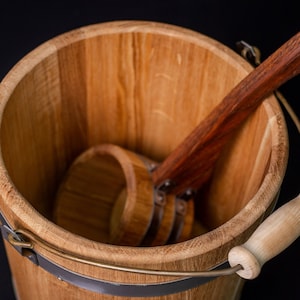 Oak bucket, Sauna Broom Wooden Steamer bucket, Sauna Accessories, Wooden Sauna Steamer 10L, Wood Bath Bucket 10 l, Wooden Ladle