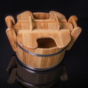 Sauna Bucket, Oak barrel 23L for steaming bath brooms,  Wooden Spa Bucket for Whisks Soaking and Aroma Infusion