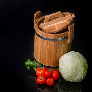 Pickle Oak Barrel / Oak Barrels 3 L, 5 L, 10 L, 15 L, 30 L / Vat for Pickles / Wood Container for Sauerkraut /Kitchen Container /for Foods