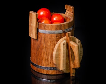 Pickle Oak Barrel 3, 5, 10, 15L with Lid / Oak Barrel / Wooden Vat for Pickles /Wood Container for Sauerkraut /Kitchen Container /for Foods