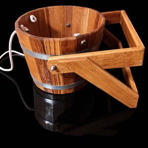 Shower Bucket Personalized Sauna Cold Shower, Scottish Shower, Russian Banya Waterfall Bucket 10, 23, 35 L Bath SPA, Oak Wooden Bucket