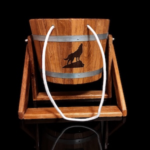 Personalized Sauna Shower Bucket Sauna Cold Shower, Scottish Shower, Russian Banya Waterfall Bucket 10, 23, 35 L Bath SPA, Oak Wooden Bucket
