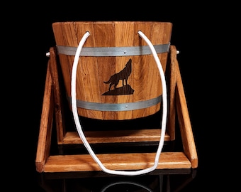 Personalisierte Sauna Dusche Eimer Sauna Kaltdusche, Scottish Shower, russische Banya Wasserfall Eimer 10, 23, 35 L Bad SPA, Eichenholzeimer