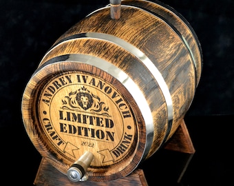 Oak whiskey barrel, wood barrels, 1, 2, 3, 5, 10, 15 Liter, Rum Aging Barrel Bourbon Barrel Gift for Man Scotch Lover oak winemaker barrel