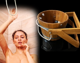 Personalisierte Eiche Duscheimer 10, 23, 35L, Sauna Kaltdusche, schottische Holzdusche, russischer Banya Wasserfall, Saunabad SPA, Saunaeimer