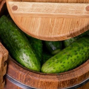Wooden Pickle Barrel with Lid / Pickle Oak Barrel / 3, 5, 10, 15, 30 l. / Oak Container for pickling cucumbers /Kitchen Container /for Foods