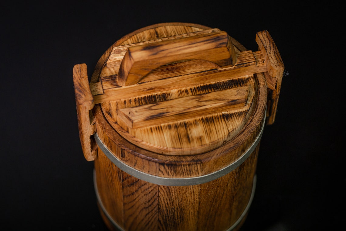 Antique Oak Barrel With Lid / Retro Pickle Oak Barrel / Wooden Etsy