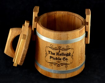 Personalized Oak Pickle Barrel / Oak Barrels 3 L, 5 L, 10 L, 15 L, 30 L / Vat for Pickles/ for Foods /Kitchen/ Wood Container for Sauerkraut