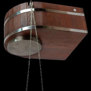 VIP Shower Bucket | Luxury Dousing System | Thermo Ash & Stainless Steel | Elite Sauna Waterfall | Spa Decor | 45L Capacity