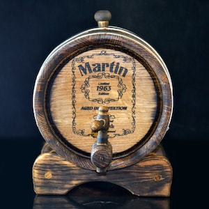 Personalized Oak Barrel for Aging Elite Alcohol: Whiskey, Brandy, Bourbon, Calvados, Wine, Beer 1, 2, 3, 5. 10, 15 L Rum Bourbon Barrel