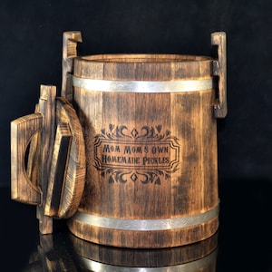 Antique Pickle Oak Barrel / Aging Oak Barrel with Lid / Wooden Vat for Pickles / Wood Container for Sauerkraut /fermentation crock/ vintage