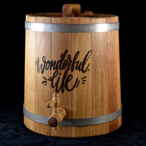 Personalized Wooden Oak Barrel Conical for wine, cask brandy and beer, 10 L Wood Oak Rum Whiskey Barrel, Wine, Oak Beer Lover Gift, Handmade