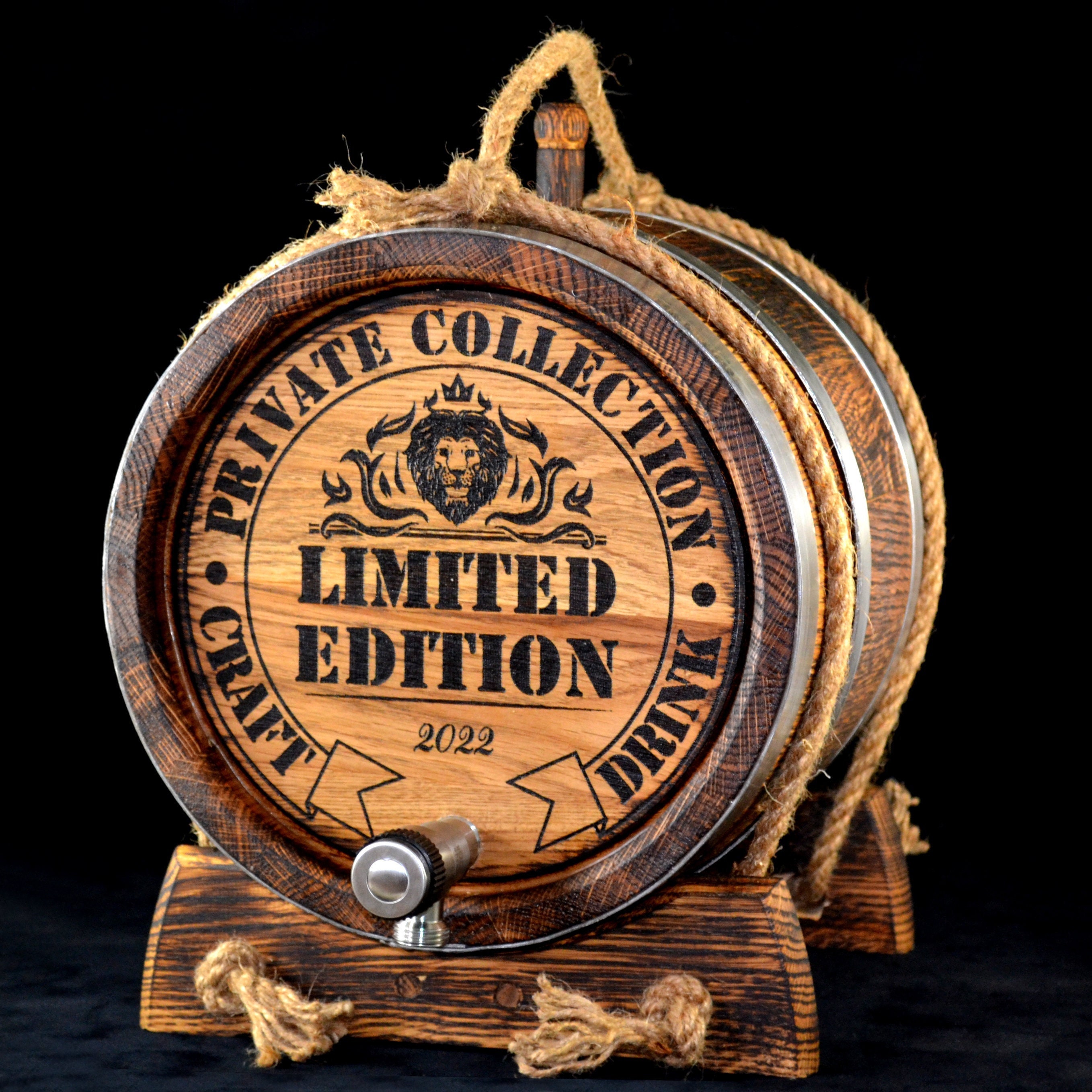 Oak Barrel 1, 2, 3, 5, 10, 15 Liter, Stainless Tap, Oak cask Aging Bourbon Rum Scotch Whiskey Gift for Men him dad Groomsmen Groom Gift