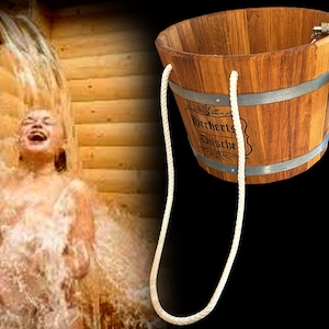 Personalized Shower Bucket 10L, Sauna Cold Shower, Scottish Wooden Shower, Russian Banya Waterfall Bucket, Sauna Bath SPA, Oak Sauna Bucket