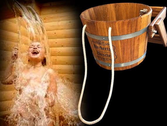 Personalized Shower Bucket 10L, Sauna Cold Shower, Scottish Wooden
