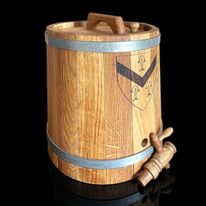 Personalized Wooden Oak Barrel Conical for wine, brandy and beer, 10 L Wood Oak Rum Whiskey Barrel, Oak Barrel,  Beer Lover Gift, Handmade